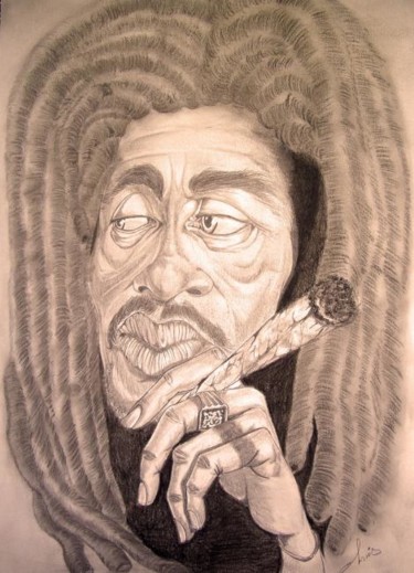 Dessin intitulée "Bob Marley caricatu…" par Vannucci Chris - Artiste Dessinateur, Œuvre d'art originale, Autre