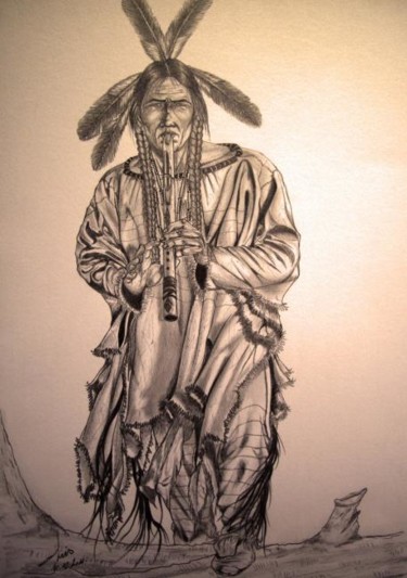 Dessin intitulée "L'indien comanche j…" par Vannucci Chris - Artiste Dessinateur, Œuvre d'art originale, Autre