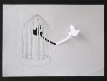Installation intitulée "Hors de la cage" par Christine Benassaya, Œuvre d'art originale
