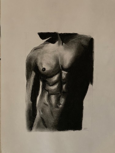Dibujo titulada "Homme" por Christophe Trogno, Obra de arte original, Carbón