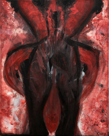 Painting titled "Red Persona 001" by Chris De La Roch, Original Artwork, Acrylic