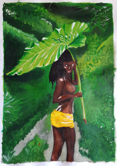 Картина под названием "L'africaine et la f…" - Chris De La Roch, Подлинное произведение искусства, Акрил