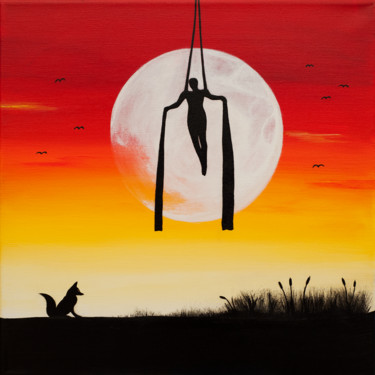 Peinture intitulée "Moon Aerial" par Chris De La Roch, Œuvre d'art originale, Acrylique