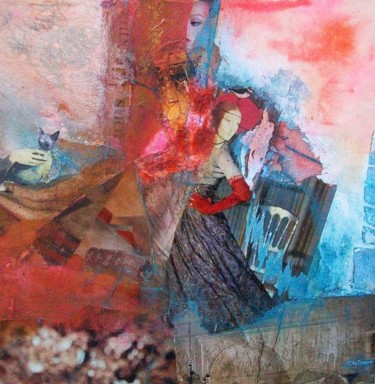 Painting titled "Bal de la lady au c…" by Christelle Dreux, Original Artwork, Collages