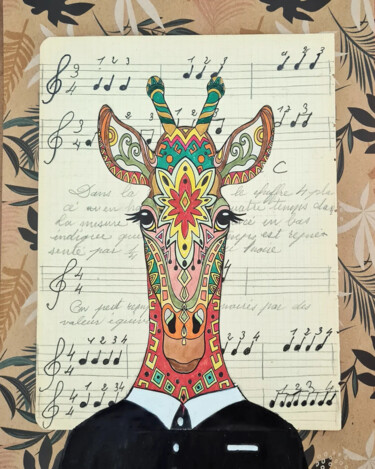 Collages intitulée "Mam'zelle GiGi" par Christine Germant, Œuvre d'art originale, Marqueur Monté sur Carton