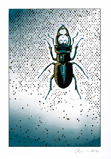 Printmaking titled "Lucane insecte, Luc…" by Chrisgraphie, Original Artwork, Screenprinting