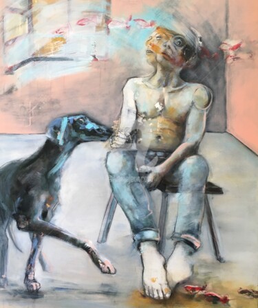 Peinture intitulée "Le pelleteur de nua…" par Chrislen, Œuvre d'art originale, Acrylique