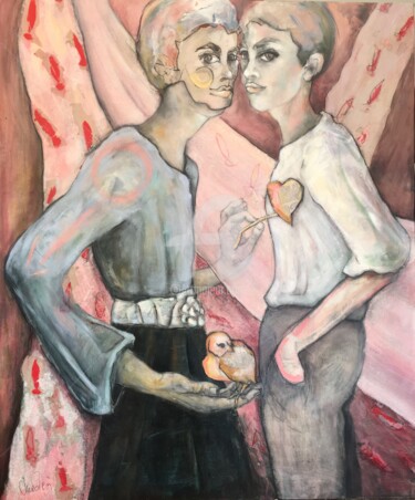Картина под названием "Amours" - Chrislen, Подлинное произведение искусства, Акрил