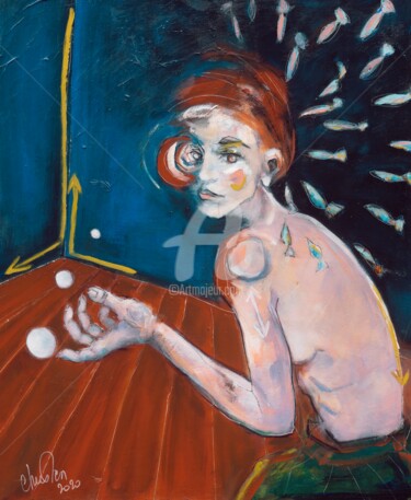 Картина под названием "Le confinement ou l…" - Chrislen, Подлинное произведение искусства, Акрил