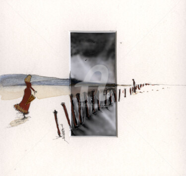 Druckgrafik mit dem Titel "La barrière Histoir…" von Chrislen, Original-Kunstwerk, Tinte
