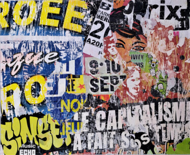 Collages intitulée "Capitalisme" par Chriso, Œuvre d'art originale, Collages Monté sur Châssis en bois