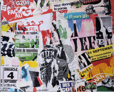 Collages intitulée "G20" par Chriso, Œuvre d'art originale, Collages Monté sur Châssis en bois