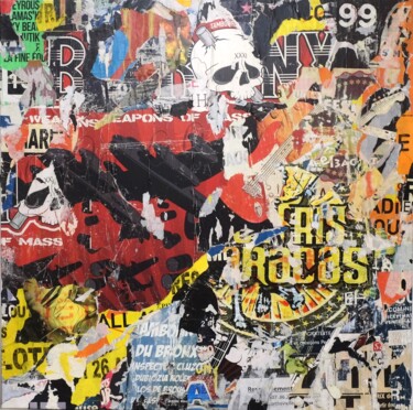 Collages intitulée "Tambours du Bronx" par Chriso, Œuvre d'art originale, Collages Monté sur Châssis en bois