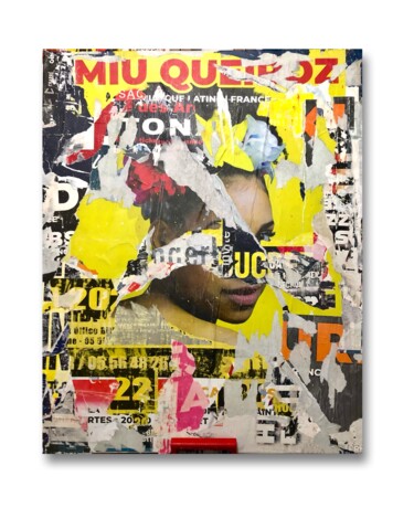 Collages intitulée "MIU QUEYROZ" par Chriso, Œuvre d'art originale, Collages Monté sur Châssis en bois