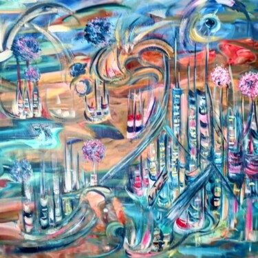 Schilderij getiteld "Idéalement" door Chris Oven, Origineel Kunstwerk, Acryl Gemonteerd op Houten paneel