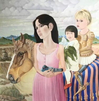Pintura titulada "Mandy with Downes s…" por Christopher Skelton, Obra de arte original, Oleo Montado en Panel de madera