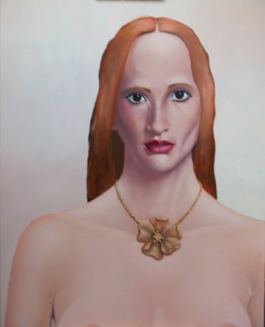 Painting titled "red haired girl wit…" by Christopher Skelton, Original Artwork, Oil