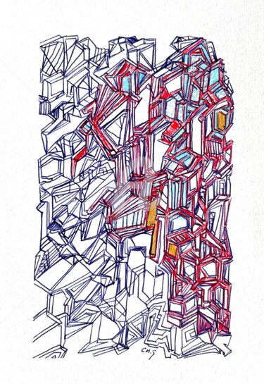 Painting titled "F44" by Chris.Sopena, Original Artwork, Gel pen