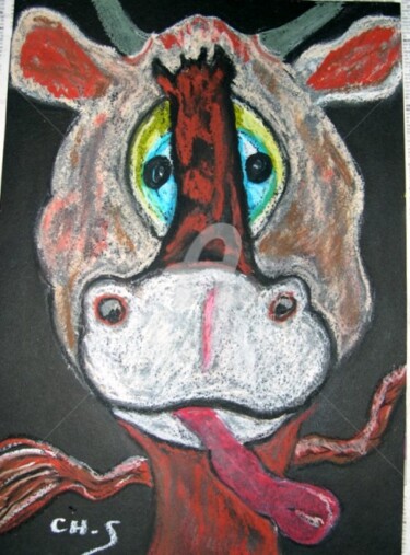 Peinture intitulée "Je suis une Vache ?" par Chris.Sopena, Œuvre d'art originale