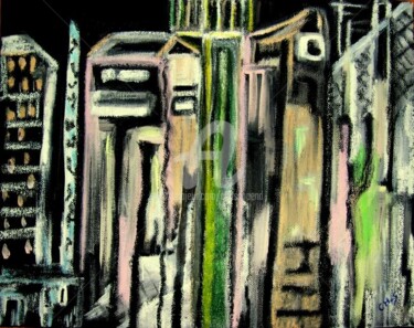 Malerei mit dem Titel "Town1" von Chris.Sopena, Original-Kunstwerk