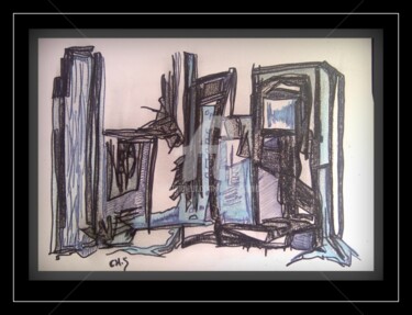 Peinture intitulée "Extrait de Ville" par Chris.Sopena, Œuvre d'art originale
