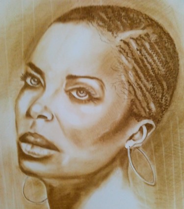 Drawing titled "L' Africaine" by Christ Fabien Touboui, Original Artwork, Conté