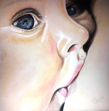 绘画 标题为“Portrait bébé au se…” 由M-Christa, 原创艺术品, 油
