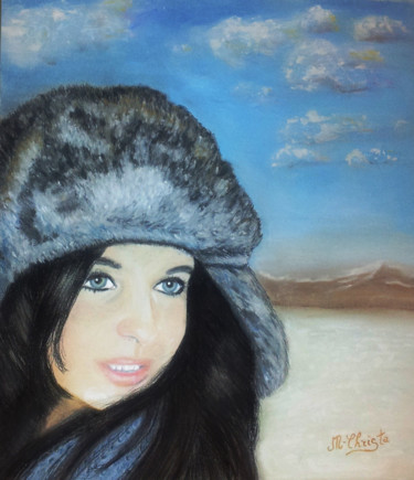 Painting titled "Portrait pastel sec…" by M-Christa, Original Artwork, Oil