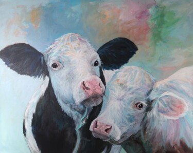 Painting titled "Chloe & Sybil" by Christa Riemann, Original Artwork, Acrylic Mounted on Wood Stretcher frame