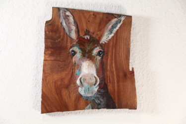 Malerei mit dem Titel "Esel No.3" von Christa Riemann, Original-Kunstwerk, Acryl Auf Holzplatte montiert
