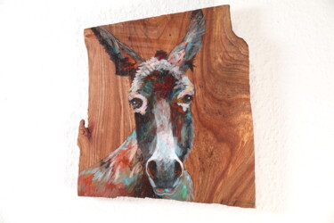 Malerei mit dem Titel "Esel No.4" von Christa Riemann, Original-Kunstwerk, Acryl Auf Holzplatte montiert