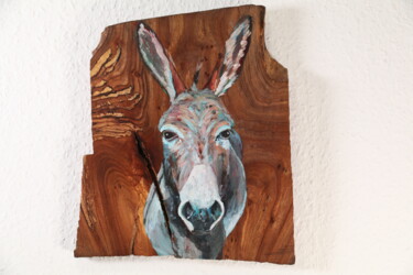 Malerei mit dem Titel "Esel No.5" von Christa Riemann, Original-Kunstwerk, Acryl Auf Holzplatte montiert
