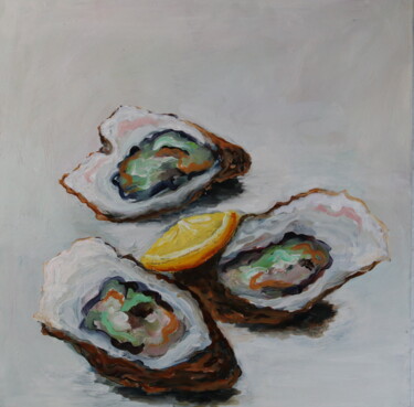 Painting titled "Oyster 3" by Christa Riemann, Original Artwork, Oil