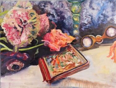 Painting titled "Poetry" by Christa Riemann, Original Artwork, Oil Mounted on Wood Stretcher frame