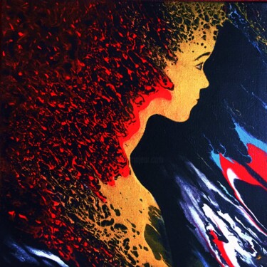 Schilderij getiteld "Curlyhead" door Christa Schwarz, Origineel Kunstwerk, Acryl