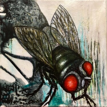 Painting titled "Die Fliege" by Christa Schwarz, Original Artwork, Acrylic