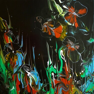 Schilderij getiteld "Orchideen" door Christa Schwarz, Origineel Kunstwerk, Acryl