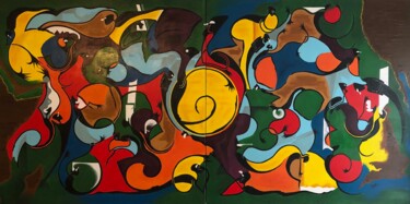 Pintura intitulada "Les Méandres 3" por Christian Bokenga, Obras de arte originais, Acrílico