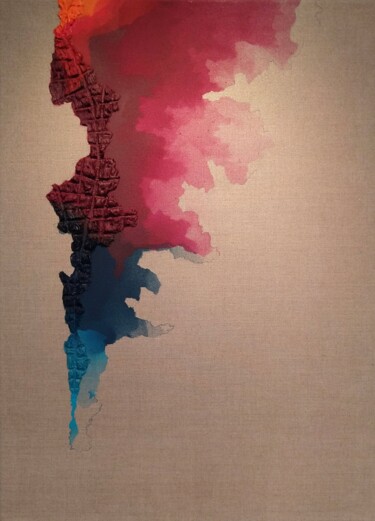 Malerei mit dem Titel "Mémoires d'Aletch" von Christian Tartarini, Original-Kunstwerk, Sprühfarbe Auf Keilrahmen aus Holz mo…