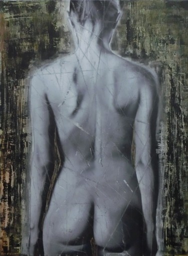 Painting titled "femme de dos, nue (…" by Christophe Cassan, Original Artwork, Oil