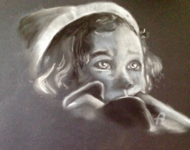 Dessin intitulée "Le regard" par Christel, Œuvre d'art originale, Pastel Monté sur Carton