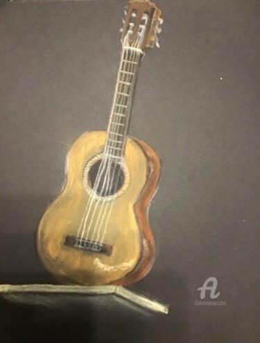 Dessin intitulée "Ma guitare" par Christel, Œuvre d'art originale, Pastel