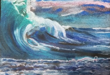 Disegno intitolato "La vague" da Christel, Opera d'arte originale, Pastello Montato su Cartone