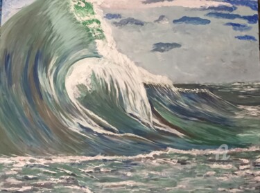 Pintura intitulada "La vague geante" por Christel, Obras de arte originais, Acrílico