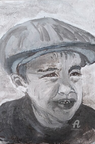 Painting titled "Samuel" by Christel, Original Artwork, Acrylic Mounted on Wood Stretcher frame