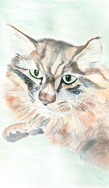 Painting titled "Taiga" by Christel, Original Artwork, Watercolor