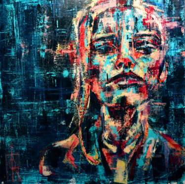 Ζωγραφική με τίτλο "number girl" από Christel Cherrier, Αυθεντικά έργα τέχνης, Ακρυλικό