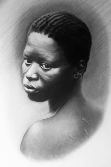 Dessin intitulée "L’esclave" par Christel David, Œuvre d'art originale, Graphite