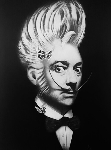 Malerei mit dem Titel "Dali inspirée d’une…" von Christel David, Original-Kunstwerk, Kohle