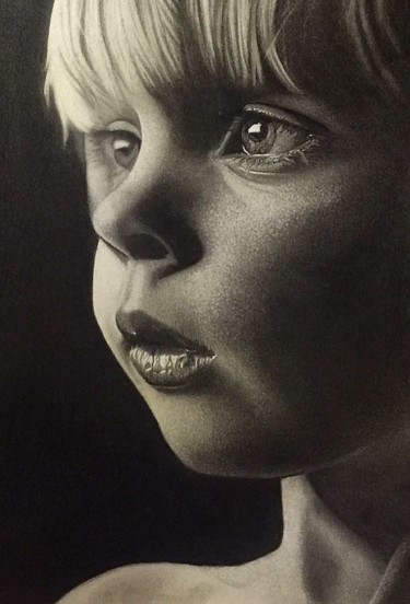 Drawing titled "Le penseur" by Christel David, Original Artwork, Graphite